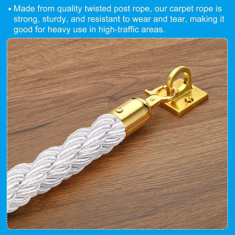 PATIKIL Stanchion Rope, 1.5m/5Ft Barrier Rope Twisted Post Ropes with