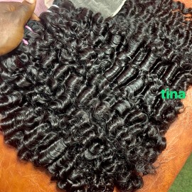 Burmese Hair Kinky Curly 100% Vietnam Human Hair Weave Natural Wavy Bundles Raw Hair Extensions for Black Womancolor: Deep Wavy 1, Stretched Length: 14 Inches