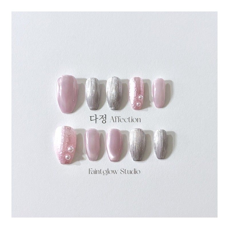 [Dajeong Affection] Handmade Nail Tips - Coffin / [다정 Affection]