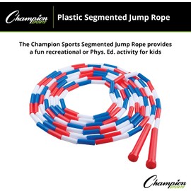 Champion Sports Classic - Cuerdas de saltar de plástico segmentadas con abalorio - Phys. Ed, gimnasio, fitness y uso recreativo, en una variedad de longitudes para niños y adultos