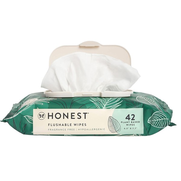 The Honest Company Plant-Based Flushable Wipes | 99% Water, Hypoallergenic