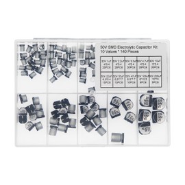 10 Values Total 140 Pieces 50V SMD Electrolytic Capacitor Kit 1uF 2.2uF 3.3uF 4.7uF 10uF 22uF 33uF 47uF 100uF 220uF