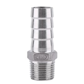 SS304 Male Thread Pipe Fitting Barb Hose Tail Connector Stainless Steel Hose Tail Adaptor Fitting Coupler and Connector for Air Fuel Water BSP(1/2 * 19mm)