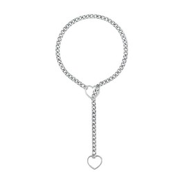 Red Yun En Heart Slip Chain Necklace for Women Gothic Gold Silver Y-Necklcaes Heart Adjustable Lariat Necklaces Clothes Collar for Women (Silver Style)