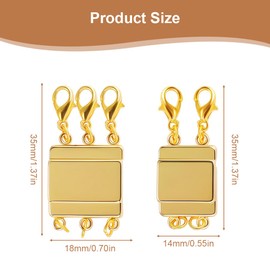 Pack of 2 Layering Magnetic Clasps Magnetic Clasp Chain for Necklace Bracelets Jewellery Connection Buckles Multiple Chains Separate Layering Clasps Chains Magnetic Connector Gold