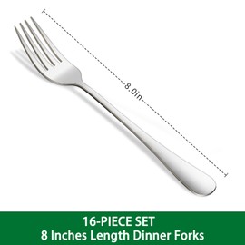 16-Piece 8 Inches Dinner Forks Set,Durable Stainless Steel Table Forks,Dishwasher Safe Silverware Main Fork Service For Home Restaurant,Silverware Fork