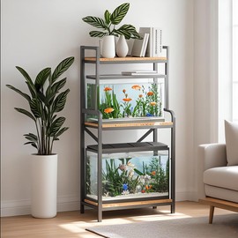 KaKaBB 5-10 Gallon Fish Tank Stand, Upgrade Heavy Duty Aquarium Stand with 3-tier Storage Shelf Fits Turtle Tank, Reptile Tank