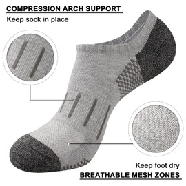 Heatuff No Show Socks Men 7 Pairs Low Cut Athletic Cushion Non Slip Breathable Socks