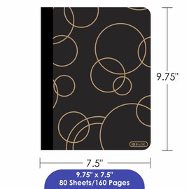 BAZIC Composition Book College Ruled 100 Sheet, Geometric Notebook, Writing Journal Comp Lined Notebooks, 4-Pack