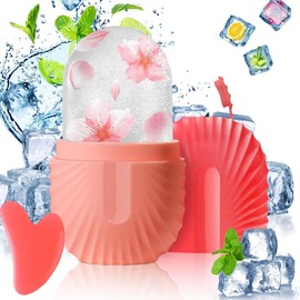 Rodillo de Hielo para la Cara,Molde de Hielo para Cara de Silicona Reutilizable,Rodillo Facial Hielo para Belleza y Cuidado de Facial,Herramientasde Cuidado para Masaje Facial para Belleza Facial(Rosa)