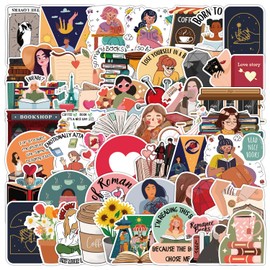 Reading Girl Stickers for Laptop(50 Pcs),Gift for Kids Teens Adults Girl,Reading Waterproof Stickers for Water Bottle,Vinyl Stickers for Scrapbook,Journal,Dairy,Skateboard