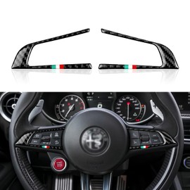 OYDDL Car Sticker Carbon Fibre Car Steering Wheel Trim Sticker Compatible with Alfa Romeo Giulia Stelvio 2017 2018 2019 Accessories (Black)