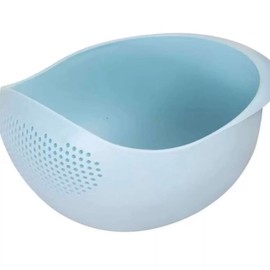 Aretro Rice Washer Strainer Bowl Plastic Colander, Rice Wash Bowl (Nordic Blue)
