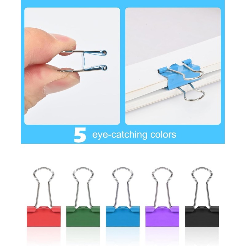 CUARUSUIKA Binder Clips Set,40Pack, 1 in Small Clip, Paper Clips