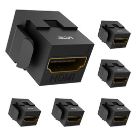 VCE HDMI Keystone Jack 6-Pack, 4K HDMI Female to Female Adapter Coupler Snap-in for Keystone Wall Plate, Black