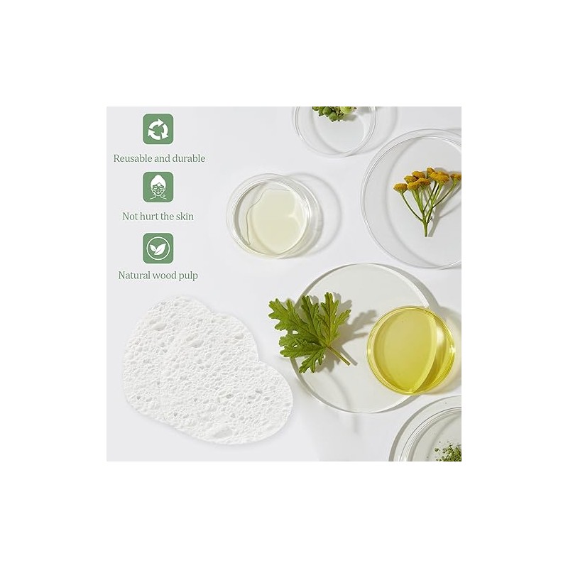 50 esponjas faciales comprimidas, 100% natural de celulosa esponjas profesionales