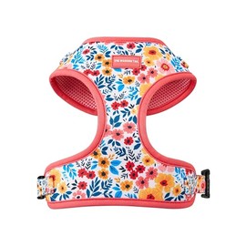 Wagging Tail Premium No Pull Dog Harness - Adjustable, Soft, Cute (Pink Floral, Medium)