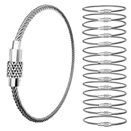 Leevanoo 15 Pack 6 Inch Stainless Steel Wire Keychain Cables with Plastic Sleeve, Heavy Duty Wire Key Rings Loops for Luggage Tags ID Tag Keepers Keys Kitchen Utensils Duster