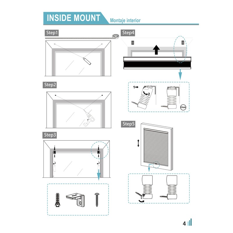 MYshade Cordless 1" Cellular Shades Accessories Mounting Brackets Window Shades