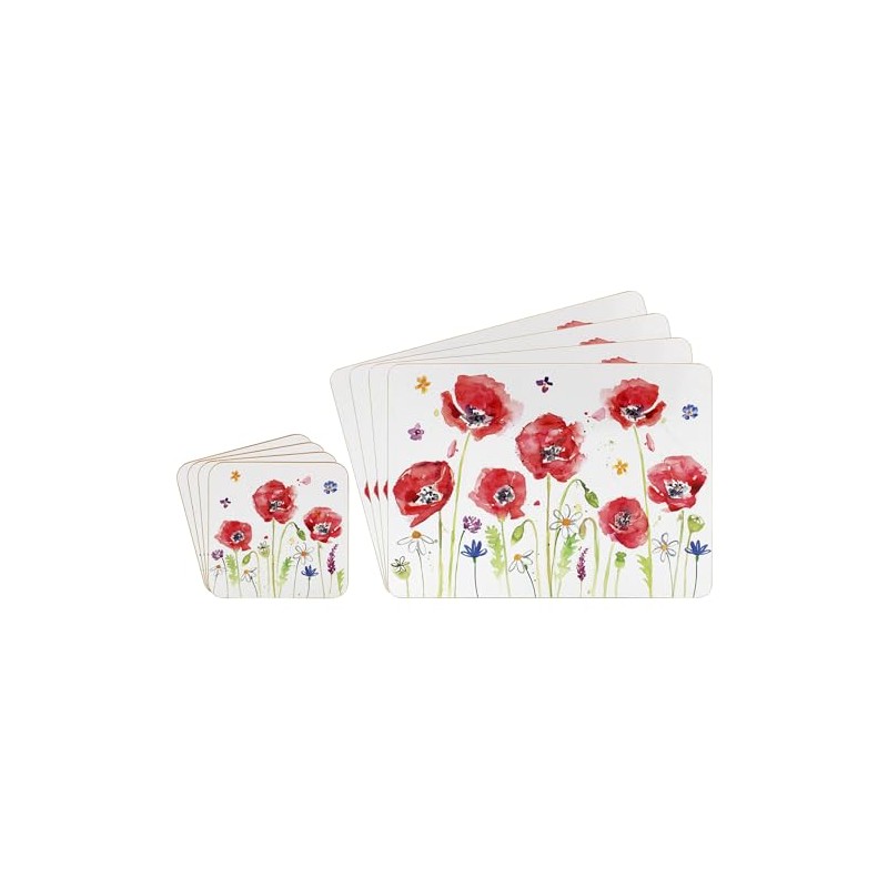 The Leonardo Collection LP94604 Poppy Field Floral Place Mats (Set