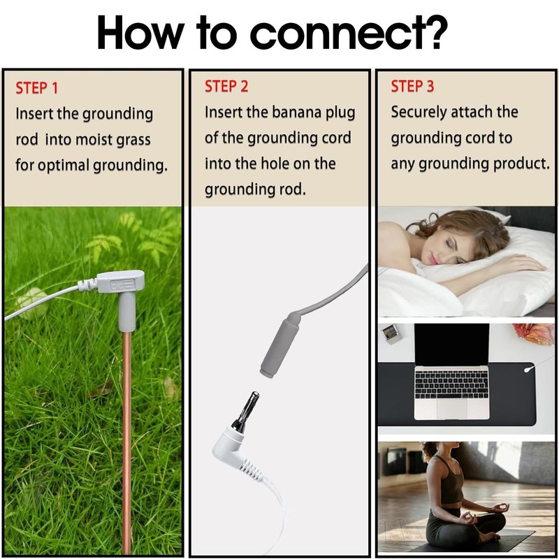 Grounding Rod with 2Pcs Ground Wire, Connects Your Body to