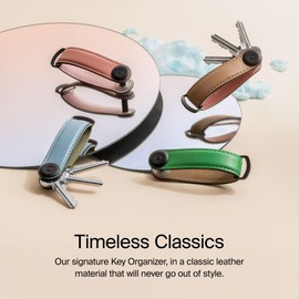 Orbitkey Leather Key Organizer | Durable, Stainless Steel Locking Mechanism, Slim & Quiet Profile | Holds up to 7 Keys, Black with Black Stitching