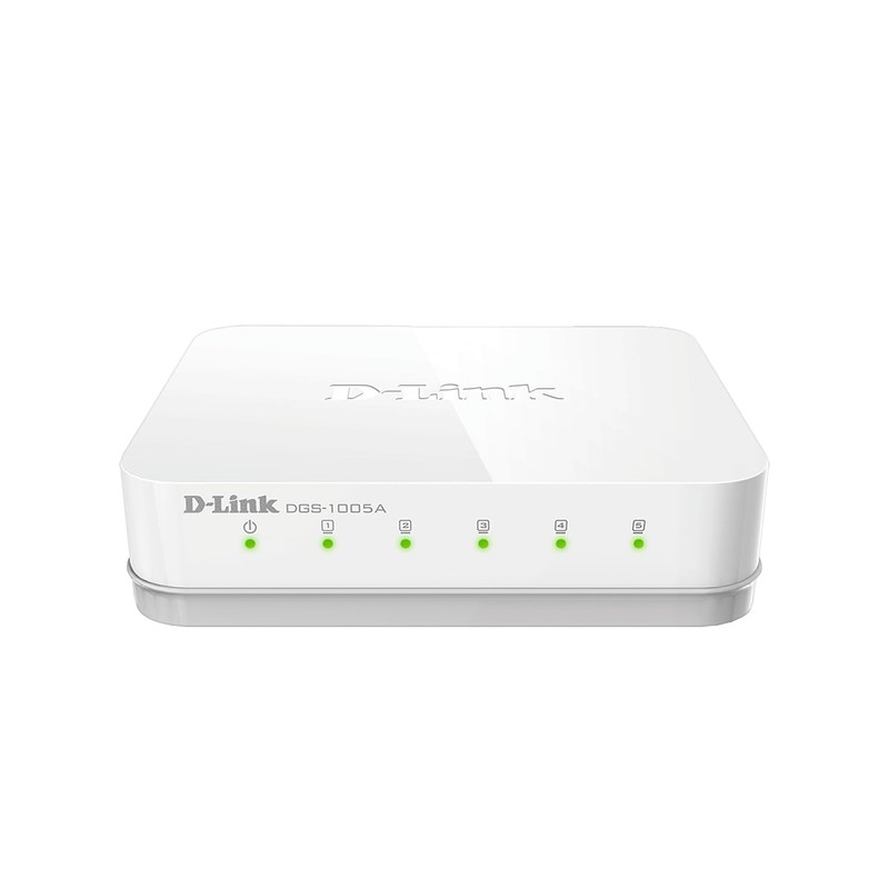 D-Link DGS-1005A 5-Port Gigabit Ethernet Switch, Compact Desktop Housing, Energy-Efficient,