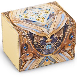 UAONO Deck Box for MTG Cards, Trading Card Storage Box Holds 120+ Sleeved Commander Deck, PU Leather Card Box Suits TCG Magic Cards with 2 Dividers (Light Yellow,Puzzle)