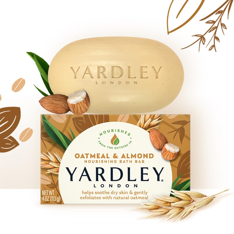 Yardley London Moisturizing Bath Bar Oatmeal & Almond 4.25 OZ