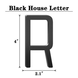 4 Inch Floating Aluminum House Address Numbers Letters, Modern Metal House Numbers for Outside, Black Metal Door Address Letter and Number for Home Garden Office Apartment (R)