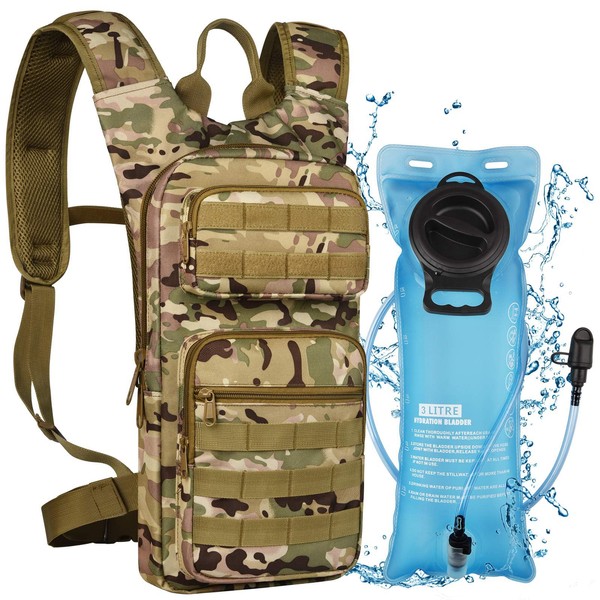 Wiserset Hydration Backpack with 3L TPU Bladder, Tactical Molle Backpack