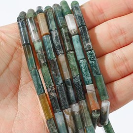 BEADIA - abalorio de tubo de ágata india natural de 13 x 4 mm, 30 piezas de abalorio cilíndricas sueltas semipreciosas para diseño de fabricación de joyas