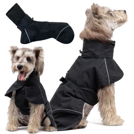 LiebeDD Dog Raincoat, Waterproof Rain Jacket Dog with Harness Hole, Reflective Rain Cape, Dog Adjustable Dog Raincoat for Medium and Small Dogs such as Dachshund (Black, XL, 33 cm)