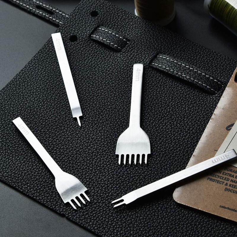 Leather Craft Tool Hole Punches 1+2+4+6 Prong Lacing Stitching Punch,