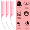 3 Pcs Rat Tail Combs, Mabor C Curved Parting Rat