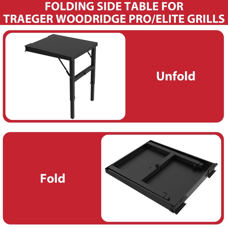 Grill Stand for Traeger Woodridge Pro/Elite Grills, Portable Folding Side