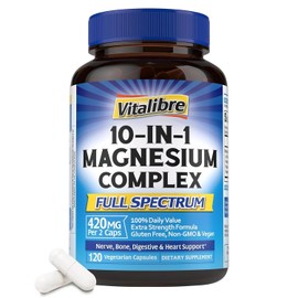 Vitalibre Complejo Magnesio 420 Elemental Ultrapotente Máxima Absorción Suplemento Quelado Sueño Sistema Nervioso Salud Cardíaca