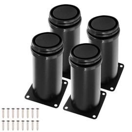 Cjueiom 4Pcs Stainless Steel Adjustable Legs 80mm Furniture Feet, Black Bed Legs Kitchen Cabinet feet, Couch Sofa Legs Set Wardrobe Foot for Cupboard Worktop Coffee Table (Black)