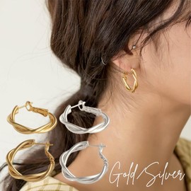 Hothrty Women's Earrings, Surgical Stainless Steel, Hoop Earrings, Studs, Twist, Hammered, Pearl, Heart, Irregular, Irregular Cat's Eye, Frame, Large, Twisted, Uneven, Uneven, Silver, Gold, Simple,