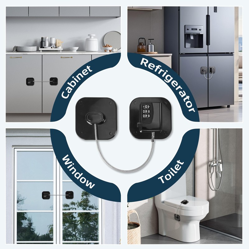 Refrigerator Lock, Heavy Duty Fridge Lock,Child Proof Cabinet Locks,Easy Install,Combination
