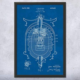 Framed Pineapple Mine Print, EOD Technician, Bomb Squad Art, Mine Blueprint, Marine Gift, Military Wall Art Blueprint (8x10)