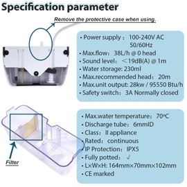 Mini 100-240V White Split Condensate Pump, AC Hvac Silent Condensate Pump, 50/60Hz, External Wall Mount, Self Priming Device, Used for Indoor Air Conditioning, HVAC, Dehumidifier, etc.