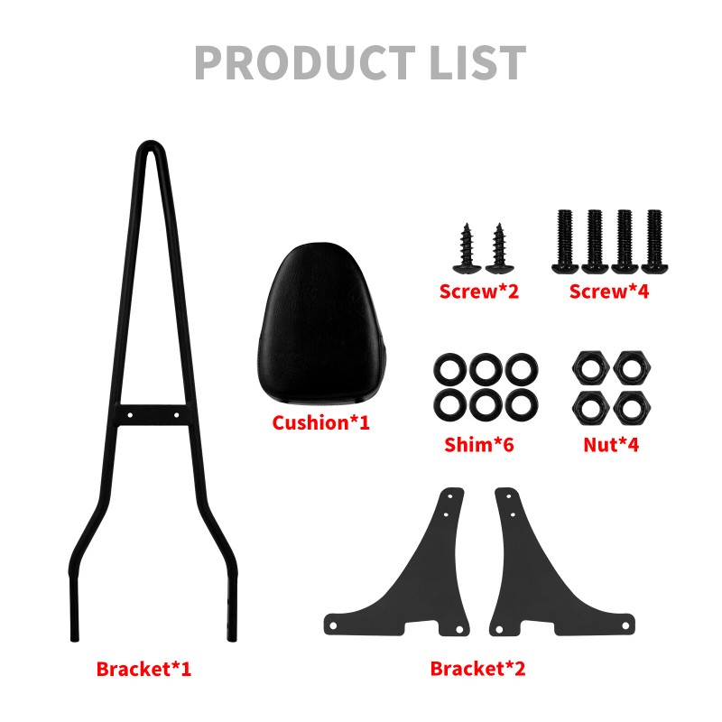 HCMOTORKU Black Passenger Backrest Sissy Bar For Harley Dyna Super