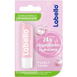NIVEA Labello Pearly Shine Lip Balm Enriched with Natural Oils and Silk Beads, Lip Balm, Long-Lasting 24-Hour Moisture, Avocado, Rose, 5.5 ml