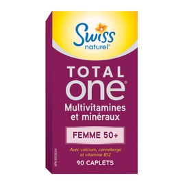 Swiss Natural Swiss Natural Total One Multi Vitamin & Mineral | Women 50+ with Calcium, Cranberry & Vitamin B12, Without Iron | Daily Maintenance for Overall Health | No Preservatives or Dairy | 90 Caplets