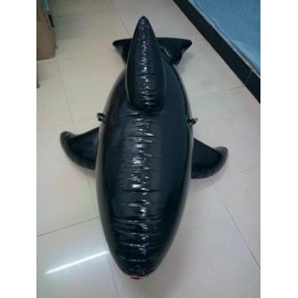 Inflatable Whale Mount Swim Ring, Shark Float, Dolphin Pool Toy [lf2273] Free Size/175*90cm Silver Gray 5ea