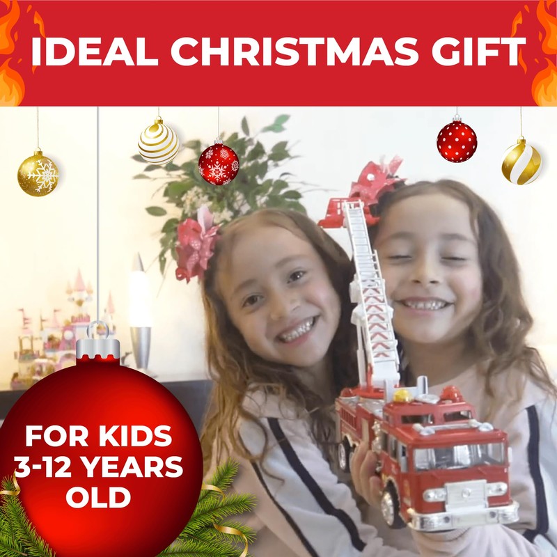 Toysery Fire Truck Toy with Flashing Lights & Siren Sounds