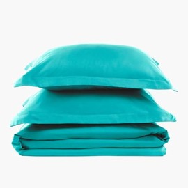 PeachSkinSheets 1500tc Level of Softness Soft Cooling Duvet Cover Set | King/California King - Tiki Turquoise