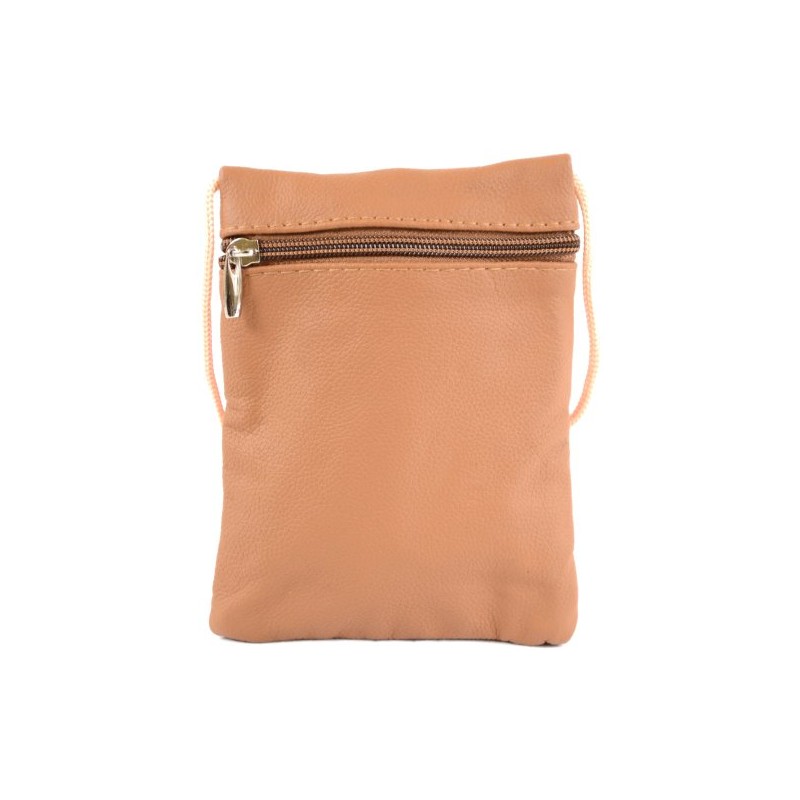 Tan Genuine Real Leather Travel Security Neck Purse Pouch 3