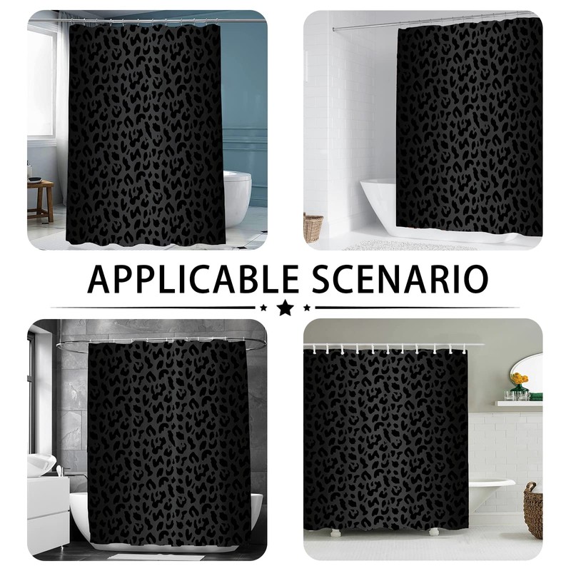 ZTTXL Shower Curtain (72" x 78"), Black Leopard Cheetah Print